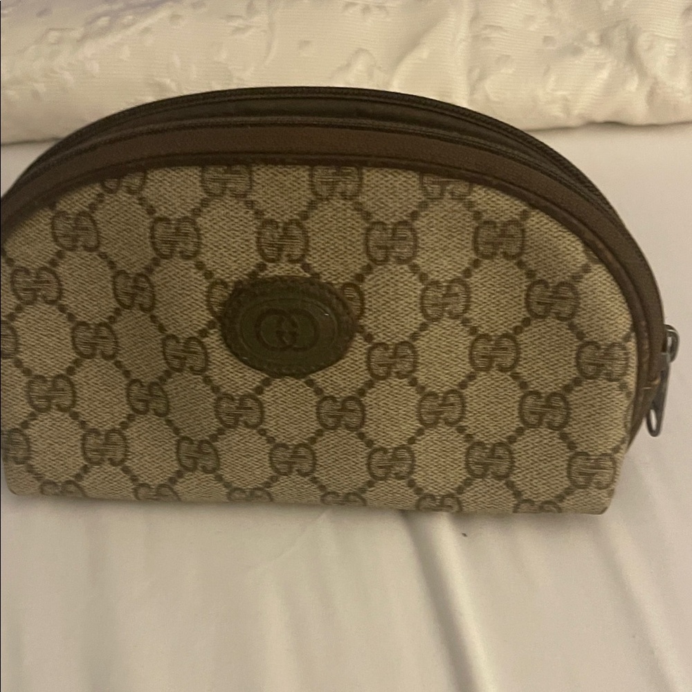 Gucci Beige and Brown GG Canvas Cosmetic Case